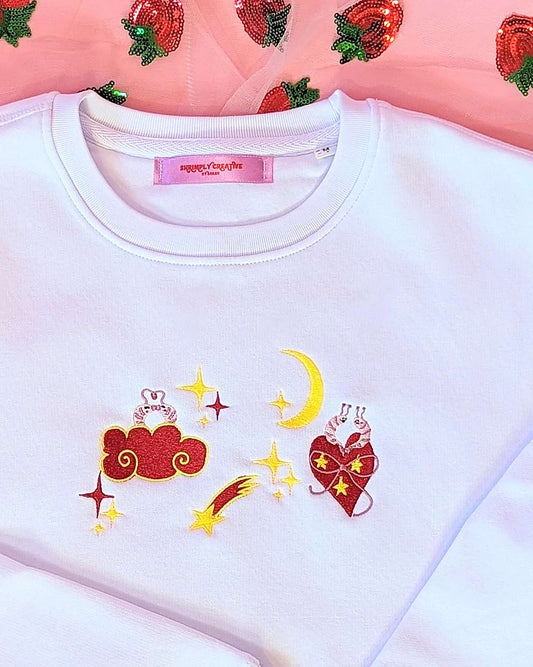 Shrimply In Love Embroidered Sweatshirt