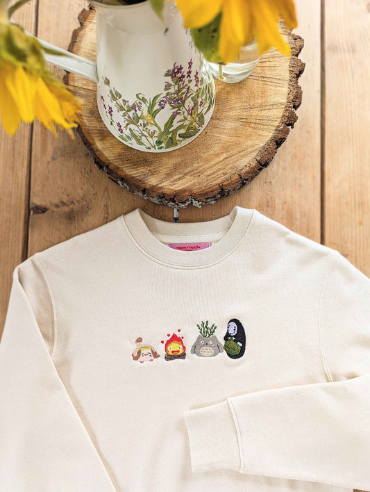 Whimsy of Ghibli Embroidered Unisex Jumper