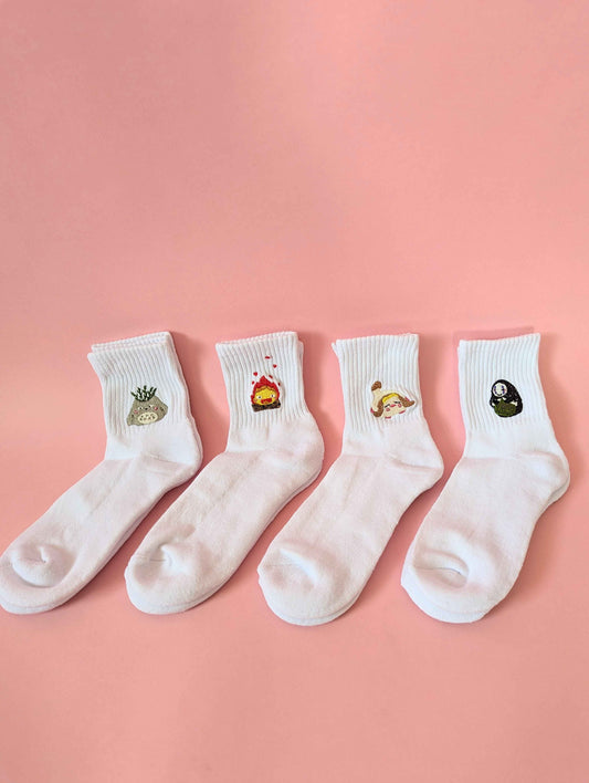 Whimsy of Ghibli Embroidered Unisex Socks