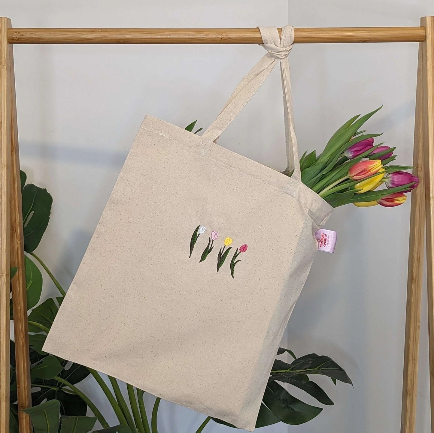 Tulip Embroidered Tote Bag