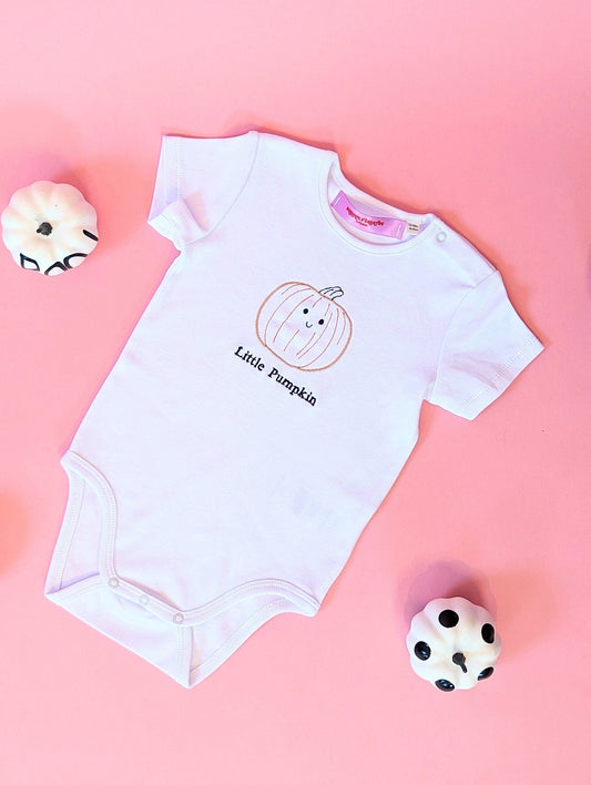 Little Pumpkin Embroidered Baby Grow